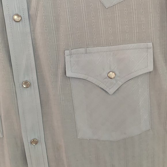 Ely Cattleman Pale Blue Western Pearl Snap Short Sleeve Shirt L/16.5 - Picture 2 of 6